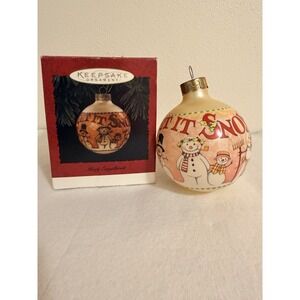 1993 Mary Engelbreit Christmas Morning Glass Ball Hallmark Ornament QX2075